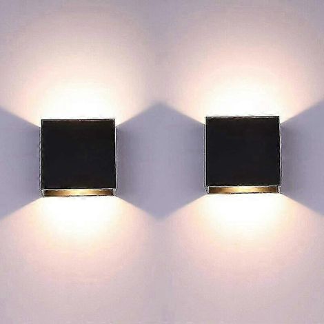 70 % de réduction - Lot de 2 appliques murales LED d'intérieur, éclairage haut et bas, noires, style moderne, 6 W, en aluminium, pour salon, chambre, salle de bain et cuisine. (1/5)