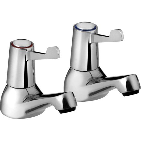 Bristan Lever Basin Pillar Taps Utility Taps Chrome Plated with Metal Back Nut (1/4)