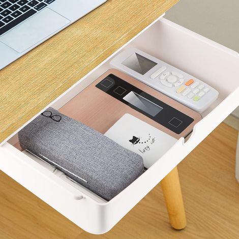 Tiroirs Sous Le Bureau, Blanc Tiroir Auto-Adhésif, Boîte de Rangement sous la Table, Sous organisateur de tiroir de bureau, Organisateur pour bureau, maison, école(33  23.5  8.5cm) (1/5)
