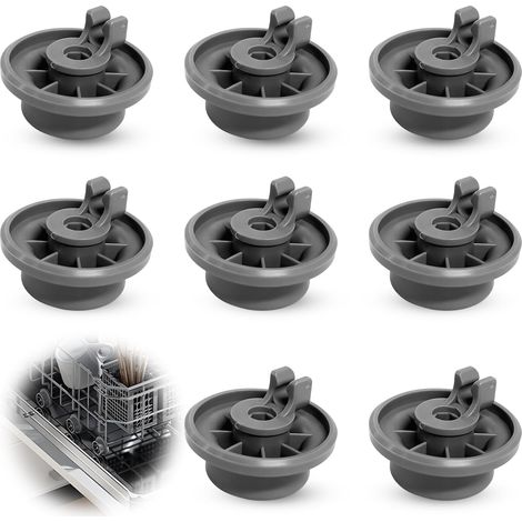 Roulette Lave Vaisselle pour Panier Inférieur, Lot de 8 Basket Roller Universel Haute Résistance, Compatible avec Bosch & Siemens, Réparation Rapide du Panier de Lave-Vaisselle Couvert, Modèle 165314 (1/5)
