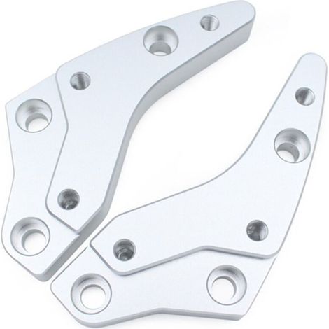 1 jeu. Couleur : Argent. Matériau : Métal. Clip de fixation pour potence de guidon de moto. Extension de guidon. (1/5)