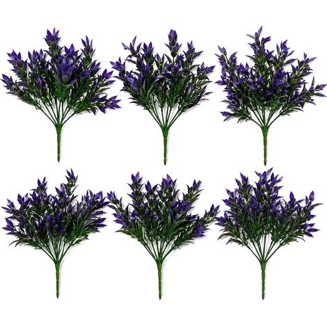 Pack of 6 x 34cm Artificial Lavender Stem Plant Faux Floral Filler (1/5)
