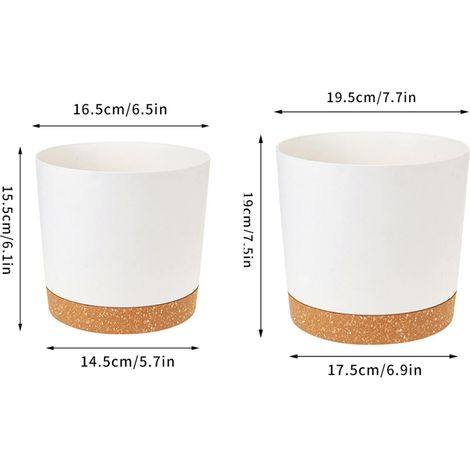 Pots de fleurs en plastique (16,5 cm et 20 cm) pour plantes en pot, balcon, cour, bonsaï, avec drainage, plateau de jardin. (1/4)