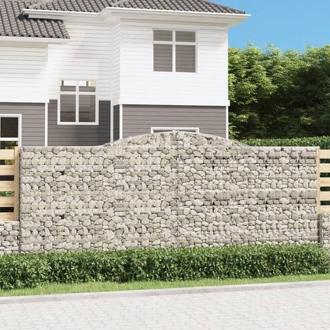 Gabion pour Pierres arqué 10 pcs Panier de gabions - Cage à pierre 400x50x160/180 cm fer galvanisé BV932447 - BonneVie (1/5)