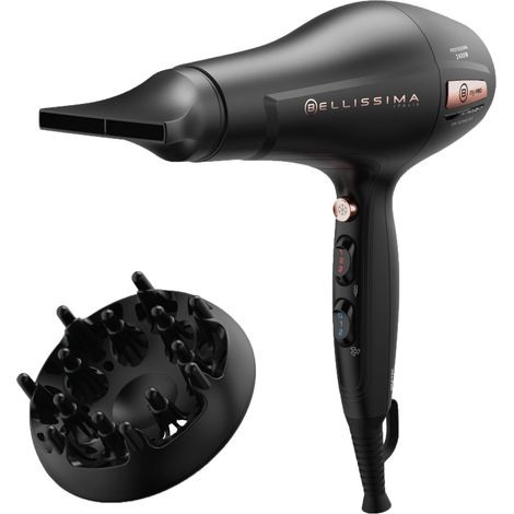 Bellissima Imetec My Pro P3 3400 Asciugacapelli, Motore professionale, Ionizzatore per Capelli morbidi e Idratati, Griglia Rivestita in Ceramica, Potenza 2400 Watt, Diffusore per capelli ricci