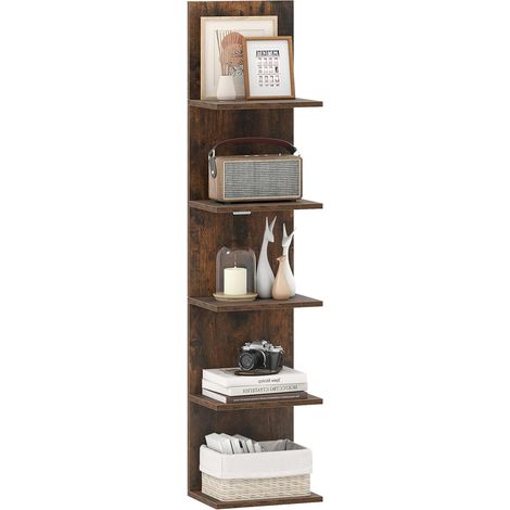 COSTWAY Scaffale Verticale a 5 Ripiani in Legno,per Camera da Letto,30x21,5x129 cm,Marrone (1/5)