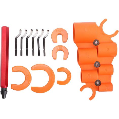 Ensemble d'outils d'ébavurage de tuyaux, règle de profondeur d'alésoir et Clips en plastique pour tuyaux en PVC, cuivre et aluminium de 1/4 3/8 1/2 5/8 3/4 1 pouce (1/5)