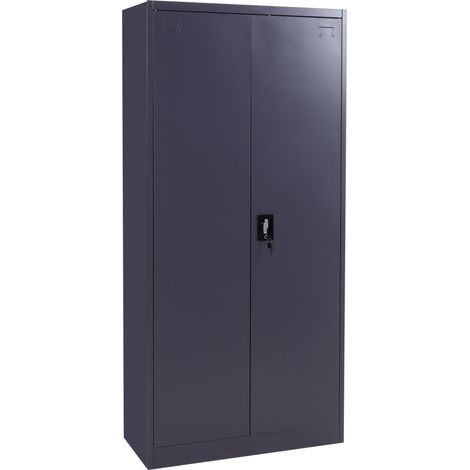 Armadio da ufficio in acciaio 2 ante in metallo con serratura 185x90x40 cm grigio scuro 040006413