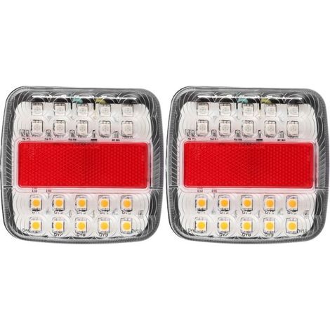 2 pièces 12V/24V 20LED feux arrière Double couleurs pour camion remorque (couvercle de lampe blanc) (1/5)