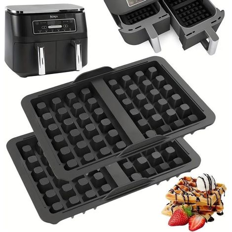 Lot de 2 moules à gaufres en silicone empilables et réutilisables pour friteuses à air, compatibles avec modèles AF300EU, AF400EU, AF451EU, SL400EU et AF500DE, sans BPA (1/5)