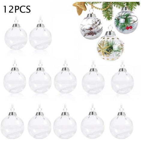 Altre decorazioni natalizie, palline di Natale trasparenti, 12 palline di Natale decorative, palline auto-riempitive, palline di plastica trasparente, ornamenti natalizi (6 cm)