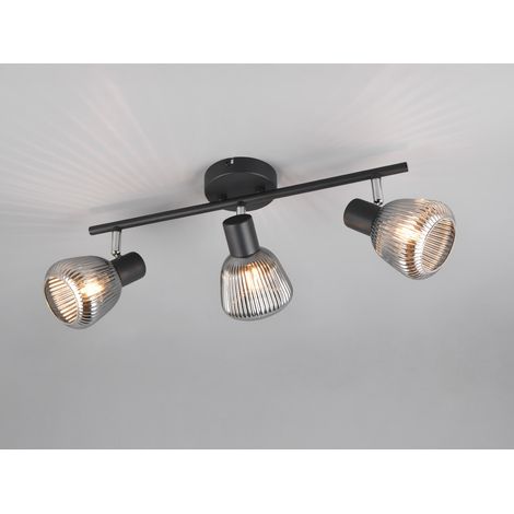 LED Deckenstrahler 3-flammig mit Glasschirmen Chrom bedampft, Breite 47cm (1/5)
