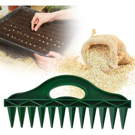 Outil de jardin portatif pour un espacement précis des graines et des semis en rangs et en terrines pour légumes, fleurs et herbes aromatiques (1/5)