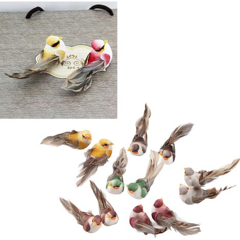 Pinzas decorativas de espuma con forma de pájaro para sujetar plantas de jardín y para decoración del hogar – paquete de 12 unidades, plumas artificiales, 59 g, 10 x 5 cm (1/5)