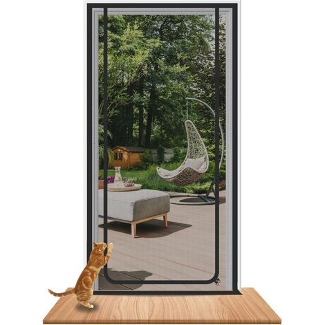 Porte moustiquaire pour chat, porte moustiquaire en maille renforcée pour introduire de nouveaux chats, garder les animaux domestiques à l'intérieur et permettre la circulation de l'air frais 80x200cm (1/3)