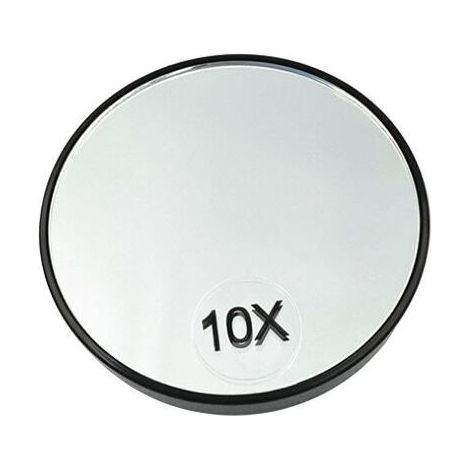 – Miroir grossissant 10x rond avec ventouses – Verre DFP sans distorsion – Taille 87x10 mm pour maquillage et rasage (1/5)