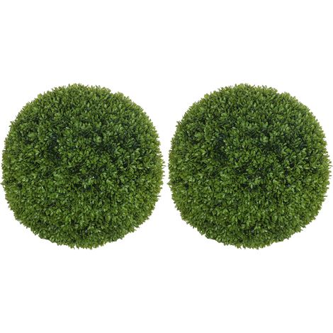 Set da 2 sfere di bosso artificiale 40 cm, pianta decorativa in plastica verde (1/5)