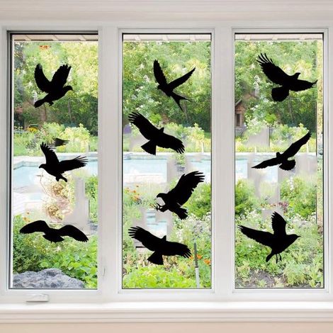 autocollants pour fenêtres en forme d'oiseaux - Protection et décoration des fenêtres - Convient aux stores et portes vitrées - PVC noir (1/5)