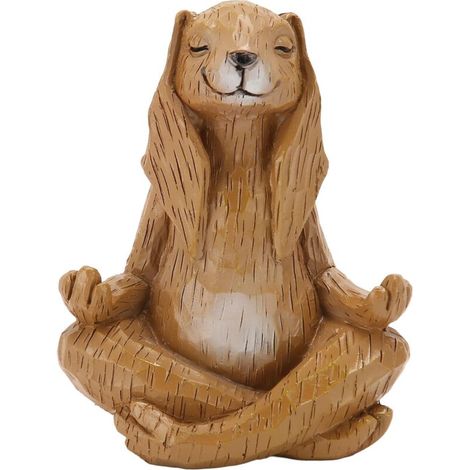 Scultura in resina di un coniglio in meditazione, forma di animale carino, posa yoga, statua di coniglio per soggiorno, ufficio, giardino