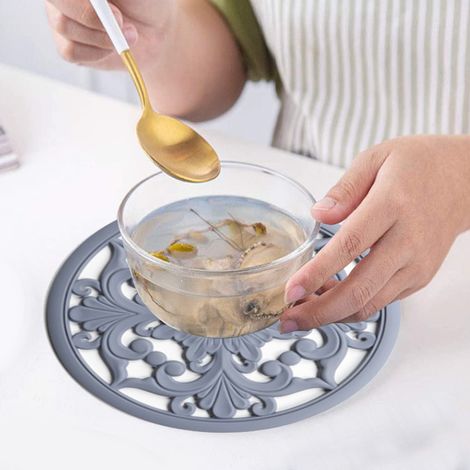 3-teiliges Set Silikon-Untersetzer, geformte Hitzeschutzmatten, isolierende Untersetzer für Töpfe und Pfannen, flexibel, langlebig, rutschfest, Küchenzubehör (1/4)