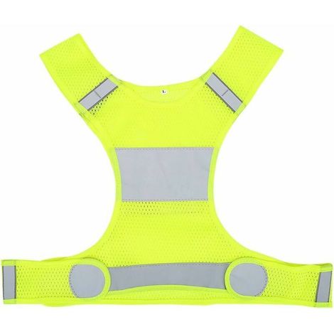 YMYNY Reflektierende Laufweste, fluoreszierendes Gelb, verstellbare Größe, hohe Sichtbarkeit, reflektierende Weste, Nachtlauf-Sicherheitsweste mit Taschen, XL (1/5)