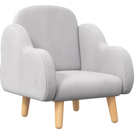 Sillón infantil para niños de hasta 3 años con reposabrazos en forma de nube, tapizado en tela, 46x51x55cm, gris. (1/5)