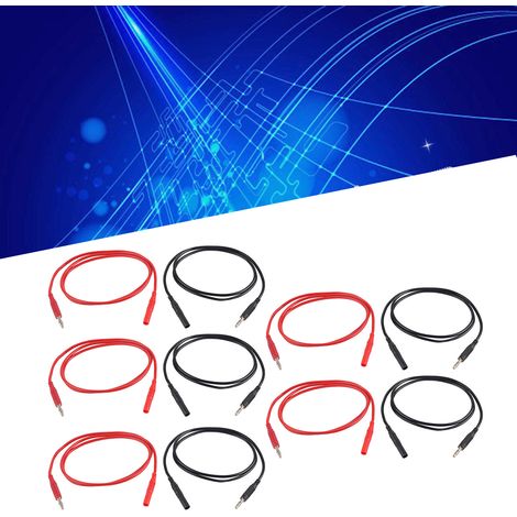 Prüfkabel mit 4 mm Bananenstecker 70013, Prüfkabel mit 4 mm Schutzbananenstecker, rot und schwarz, verkauft in 5er-Packs. (1/5)