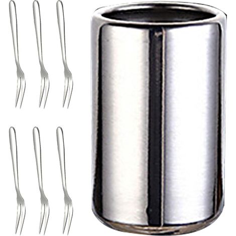 Ensemble de fourchettes à dessert en acier inoxydable avec boîte de rangement - Fourchettes à apéritif et à fruits antirouille, de qualité alimentaire, couleur argent (1/5)