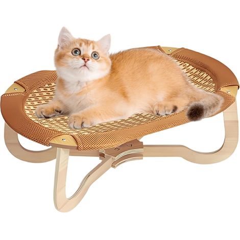 Chaise en Rotin pour Chat Lit Surélevé Rafraîchissant pour Chat en Rotin (1/5)