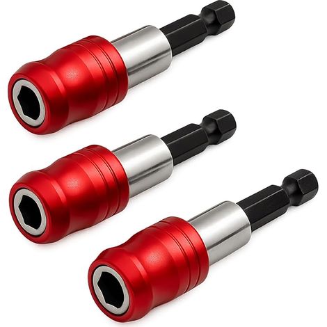 Lot de 3 porte-embouts magnétiques à changement rapide 1/4" pour perceuse électrique, tournevis à percussion, 60 mm (1/5)