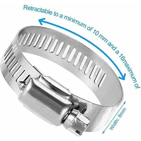 Collier de serrage 304 collier inox Ajustable en Acier Inoxydable Tuyau Pinces Clips Fixationpour famille Tuyau d'eau, réservoir de gaz, tube d'automobiles (6-12(8mm)) (1/3)
