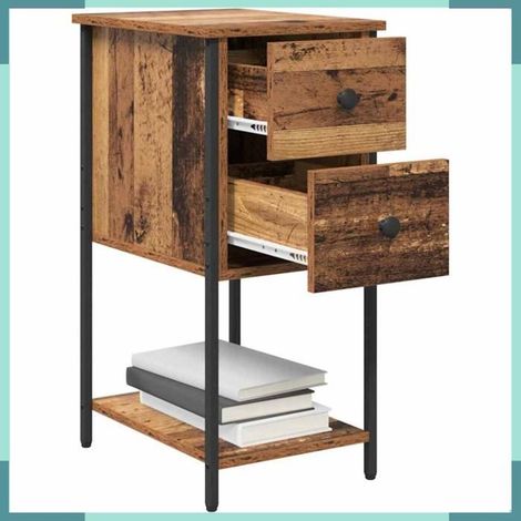 Cabinet de chevet - 871285 - Bois ancien - 2 tiroirs - 32 x 42 x 70 cm (1/5)
