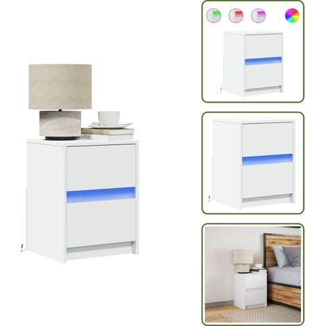 vidaXL Armoire de chevet avec lumières LED blanc bois d'ingénierie (1/5)