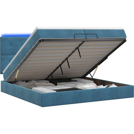 Maison Exclusive - Letto Ottomano con Materasso e LED Blu scuro 200 x 200 cm (1/5)