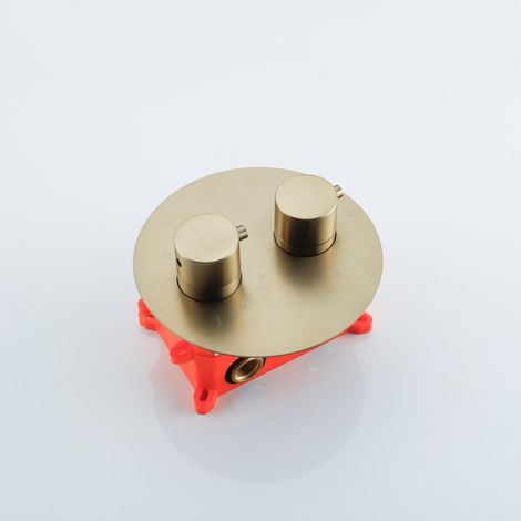 FugaFlow Eccelente Robinet encastré thermostatique - corps encastré - rond - Laiton brossé (or)