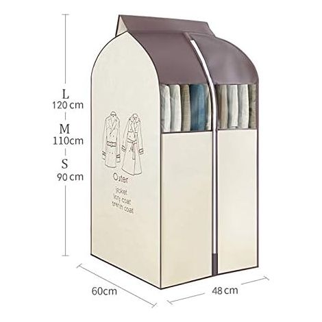 Bolsa para ropa de tela no tejida, funda colgante para armario, bolsa de almacenamiento para el hogar, organizador (gris, 60 x 48 x 120 cm) (1/4)