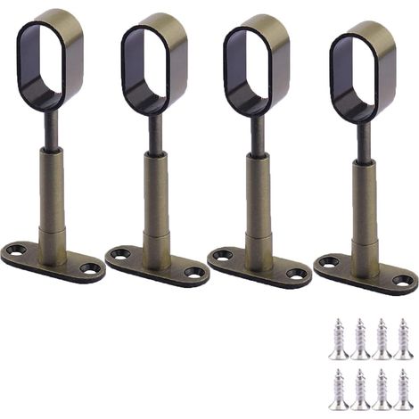 4 pièces Supports Pour Tringles à Vêtements Ovales Alliage de Zinc Support de Tige de Plafond Réglable Porte-Tube d'Armoire avec Vis pour Armoire Rideau (Tout Passe Bleu) (1/4)