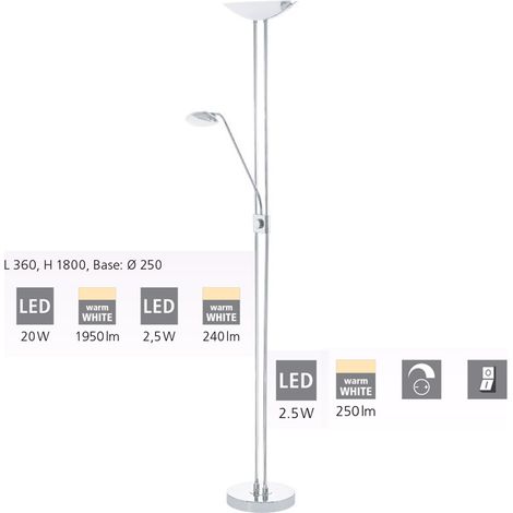 Piantana Moderna Baya Led Acciaio Cromo Luce Led Integrato 20W (1/4)