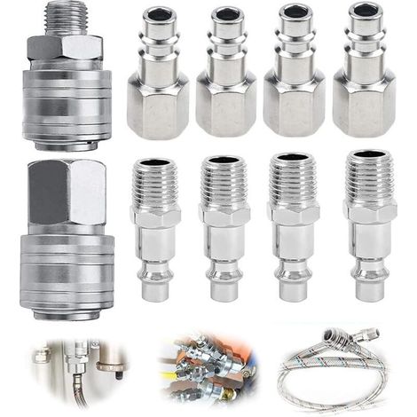 10 pièces raccord rapide 1/4" BSP air compresseur pour outils pneumatiques