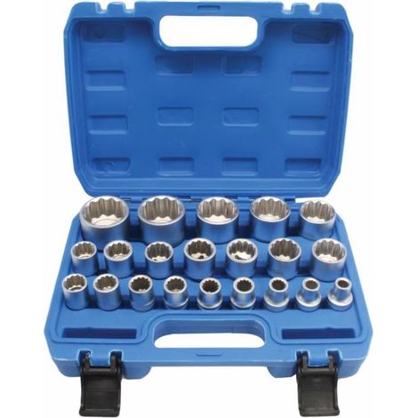 Satra Set de Mehrkant-Steckschlüssel XZN de 12-teilig, 21 Stück, 8-36 mm, 1/2 Zoll, mit Kunststoffkoffer de
