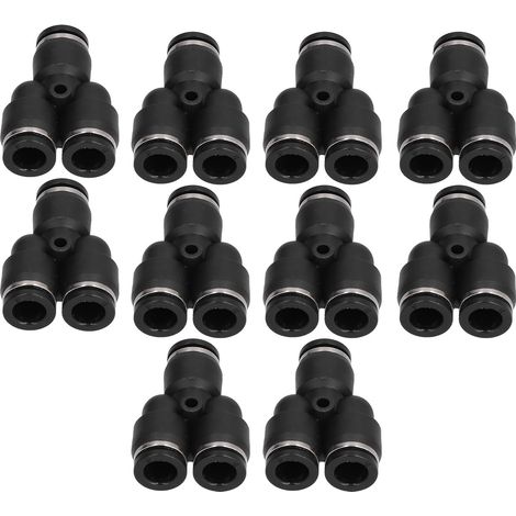 Raccord 3 voies pour tuyau, diamètre intérieur 10 mm, gravé, démontage facile, étanche, pour équipement d'automatisation (1/5)