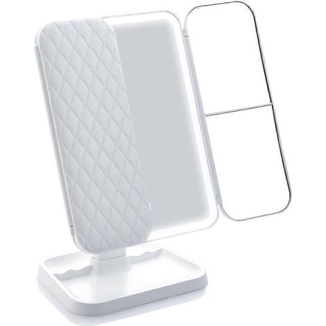 Miroir de maquillage pliable à LED avec commande tactile intelligente, luminosité réglable, miroir de coiffeuse portable pour chambre d'étudiant (1/5)
