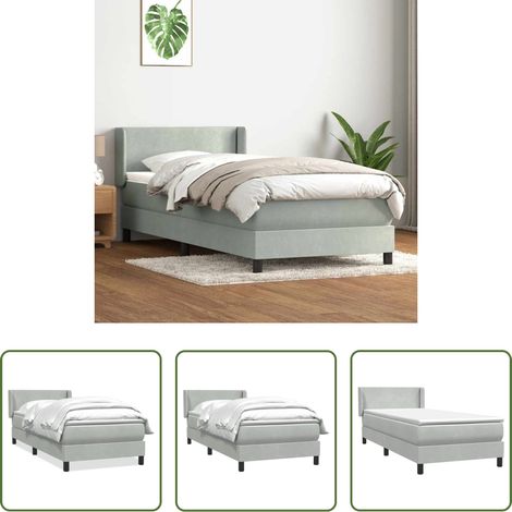 vidaXL Samt - Boxspringbett mit Matratze Hellgrau 80x210 cm Samt (1/5)