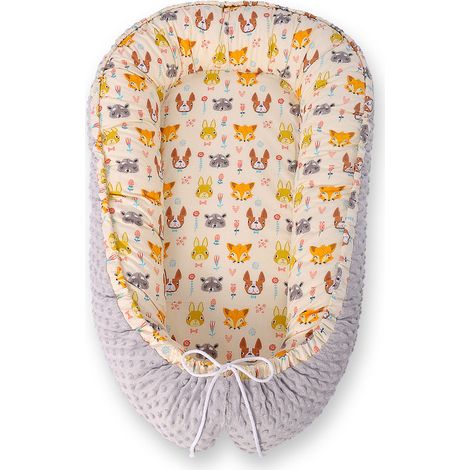 Capullo para bebé, doble cara, parque, arrullo, Premium BOBONO minky - animales crema (1/5)