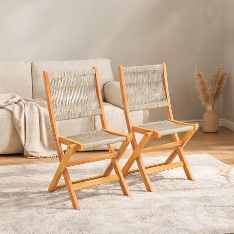 Fauteuil en bois d'acacia polypropylène 48 x 55,5 x 88 cm (1/5)