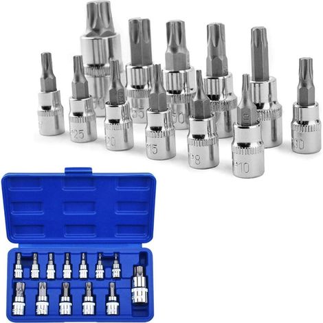 13-teiliges Torx Nuss Set mit S2 Stahl Bits, 1/4", 3/8", 1/2" Antrieb (1/5)