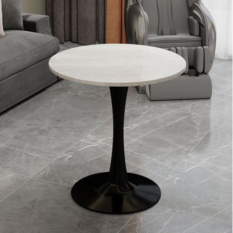 Couchtisch 77.5x77.5x15.5 cm Schwarz Weiß aus Kunstmarmor im modernen minimalistischen Design (1/5)