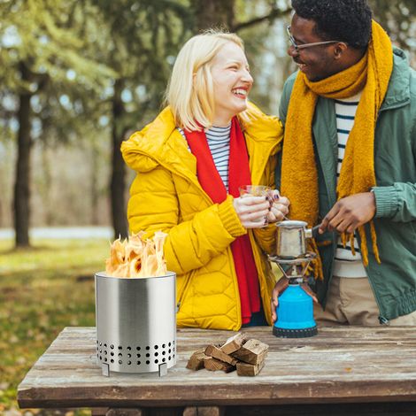Chauffe-mains en fer, cheminée métallique portable pour la maison et le camping, argentée (1/5)
