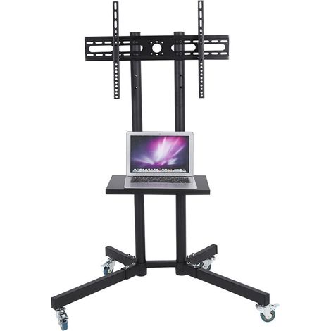 Rosvola Support TV sur Pied Roulant, Meuble/Support TV roulettes Mobile pour Télévision Plasma/LCD/LED/OLED de 32-65 Pouces, Pied Charge Max de 110kg (1/5)