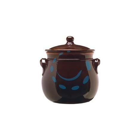 PENTOLA BOMBATA IN TERRACOTTA BRUNELLA CON COPERCHIO - cm.20